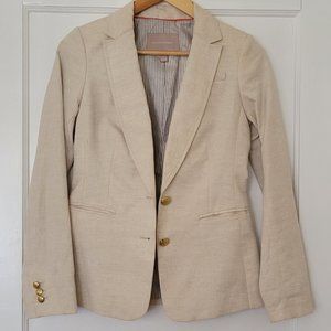 Banana Republic Linen Blend Blazer Jacket, Off White Natural, Size 0